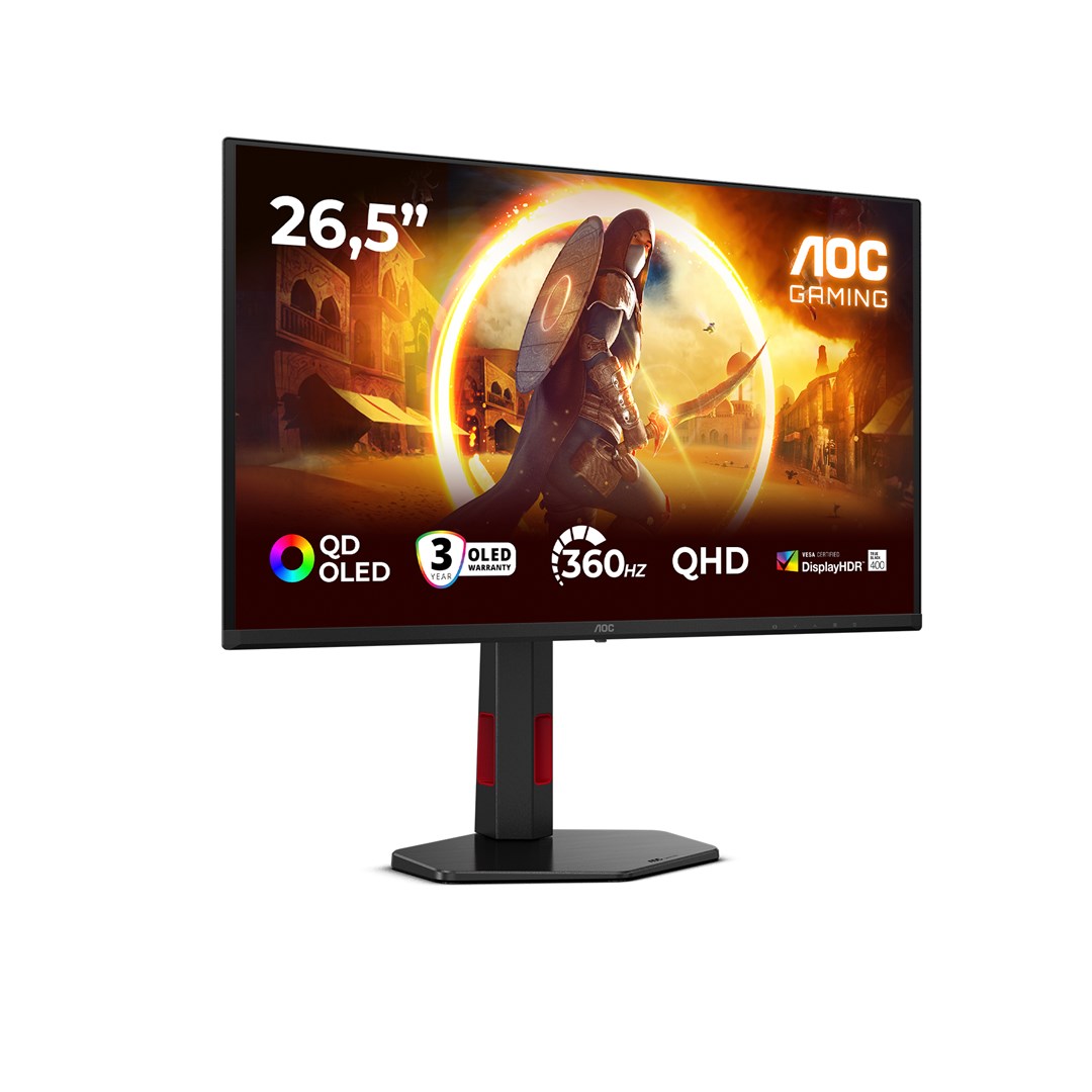 Monitor gaming AOC G4 Q27G4SDR, 26.5", 2560x1440 QHD, 360Hz, i zi me të kuqe