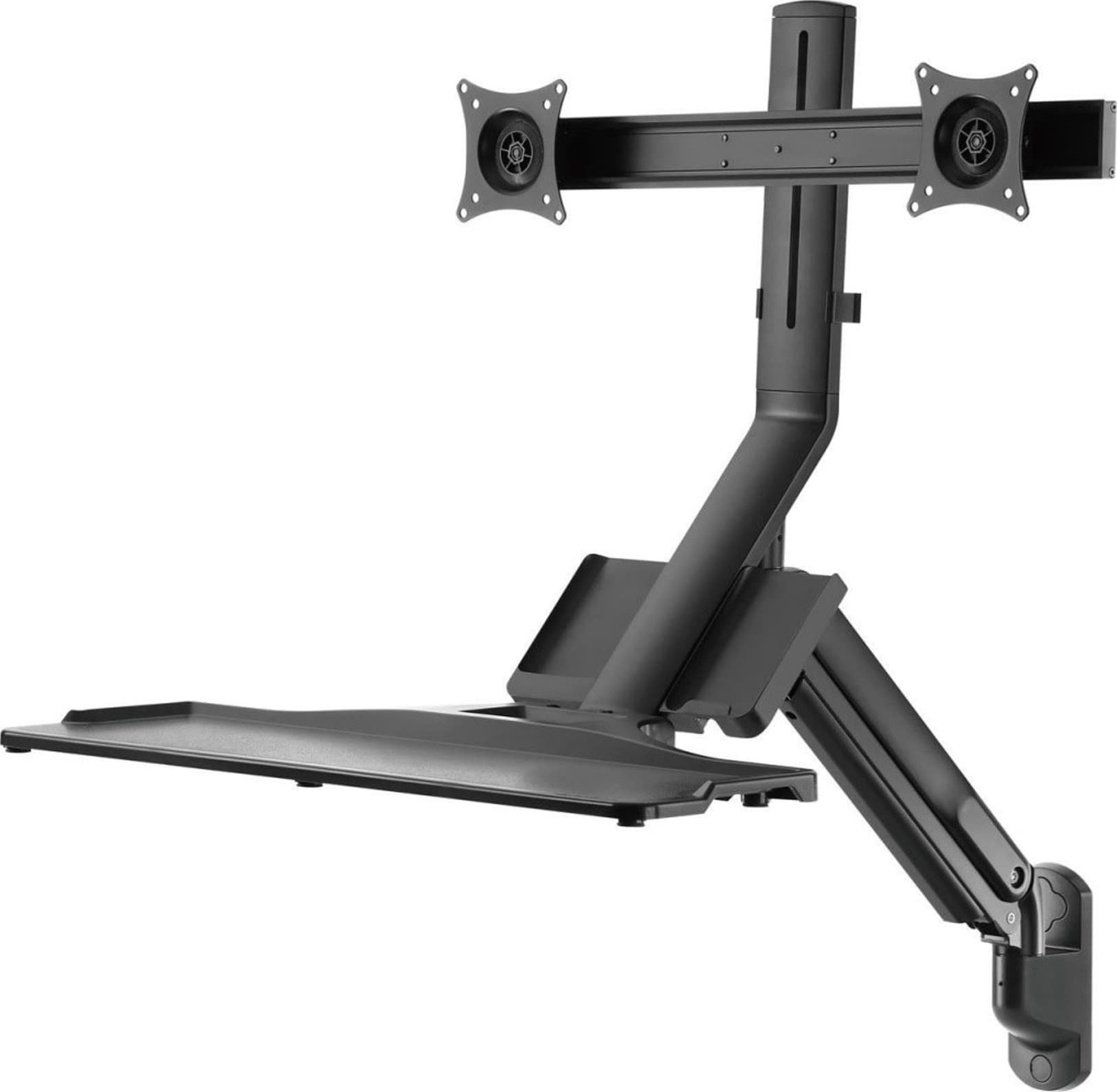 Mbajtëse muri për monitor dhe tastierë Maclean MC-633, për dy monitorë 17"-27", sustë gazi, e zezë