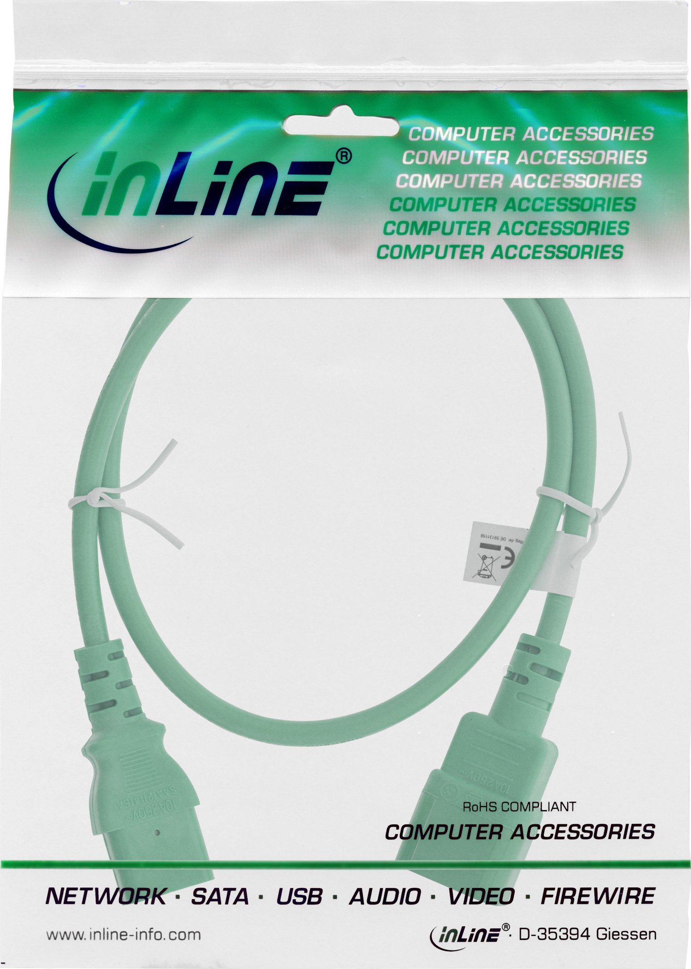 Kabllo zgjatues rryme InLine 16504G, IEC C13 në IEC C14, 1.5 m, jeshile
