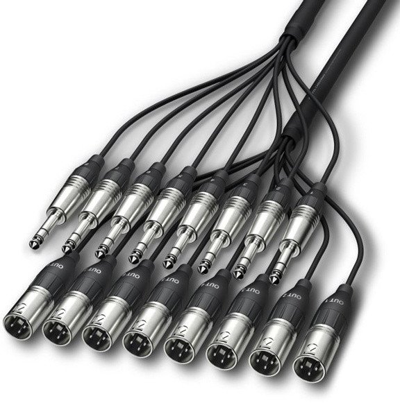 Kabllo audio Alva, multi-core 6.5 ft, 8x XLR në 8x TRS, e zezë