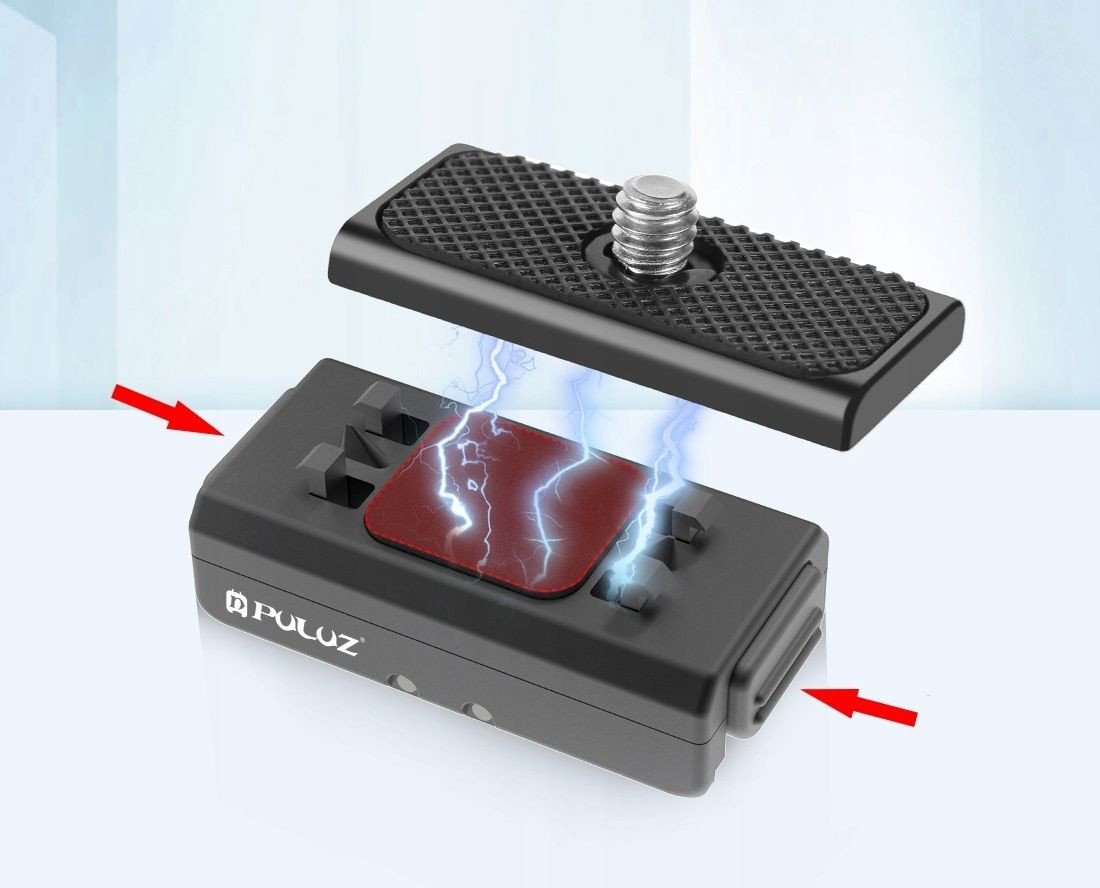 Mbajtëse Quick Release PULUZ PU965B, montim 1/4", për GoPro dhe Insta360, e zezë
