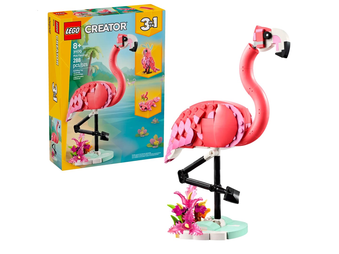 Set LEGO Creator Wild Animals Pink Flamingo 31170, 3 në 1, për fëmijë