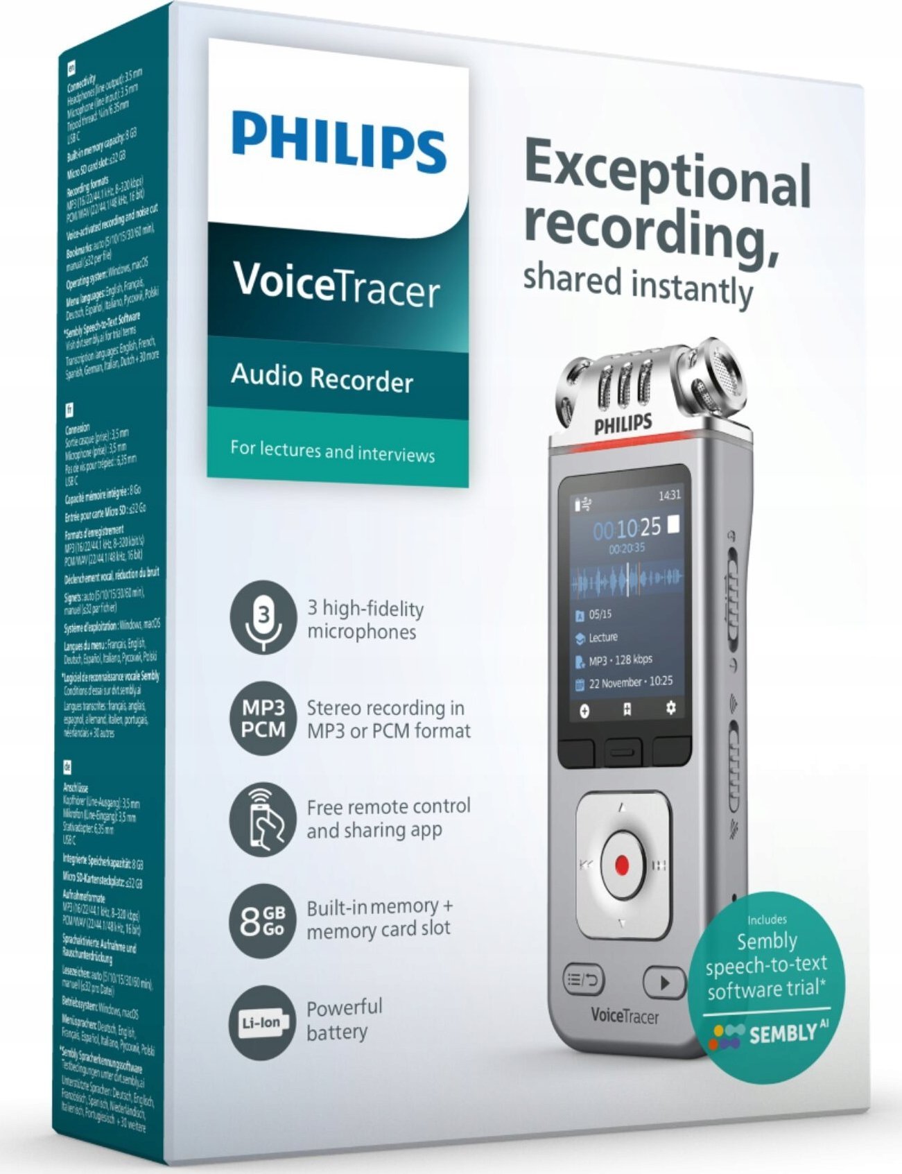 Regjistrues zanor Philips DVT4115, dixhital, 8GB, argjendtë