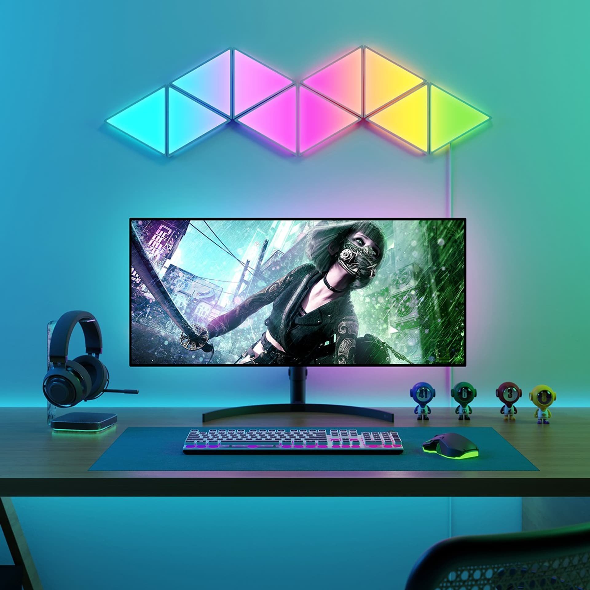 Panele ndriçuese inteligjente Govee Glide Triangle Light Panels, paketë 10 copë, RGBIC, shumëngjyrëshe