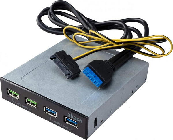 Panel frontal Akasa AK-ICR-34, 2x USB 3.2 Gen 1, 2x USB QC 3.0, i zi