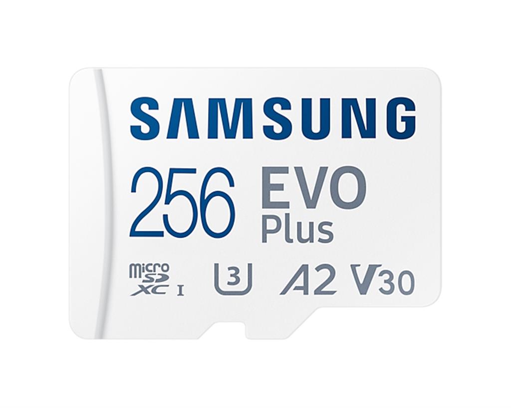 Kartë memorie Samsung EVO Plus, 256GB, MicroSDXC UHS I, e bardhë
