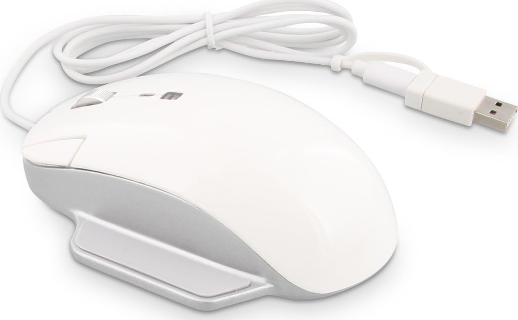Maus LMP Elite Pro, ergonomik, me kabllo USB C, i bardhë argjendtë