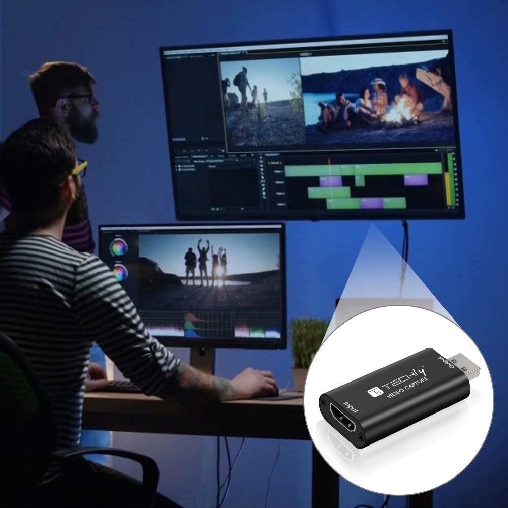 Kartë video capture Techly I USB VIDEO 1080TY, USB në HDMI, hyrje 4K 60Hz, dalje 1080p, e zezë