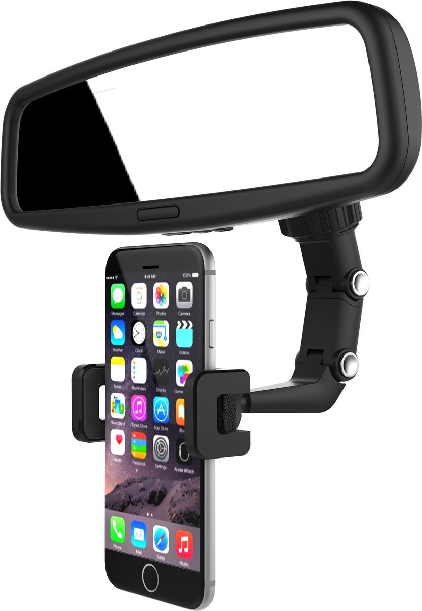 Mbajtës rrotullues për telefon për veturë, 360°, universal, i zi