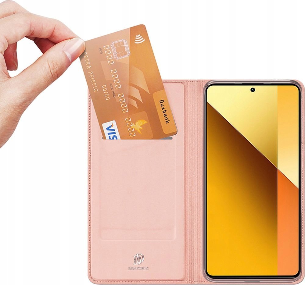 Mbulesë telefoni DUX DUCIS Xiaomi Redmi Note 13 5G Skin Pro, me xhep karte, funksion stand, rozë