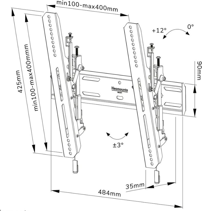 Ѕидна држачка за ТВ Neomounts WL35S-850BL14, 32\"-65\", црна