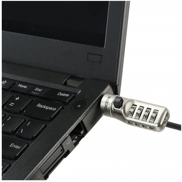 Kabllo sigurie Dicota Security Cable N Lock Combination, me kombinim numrash, argjendtë
