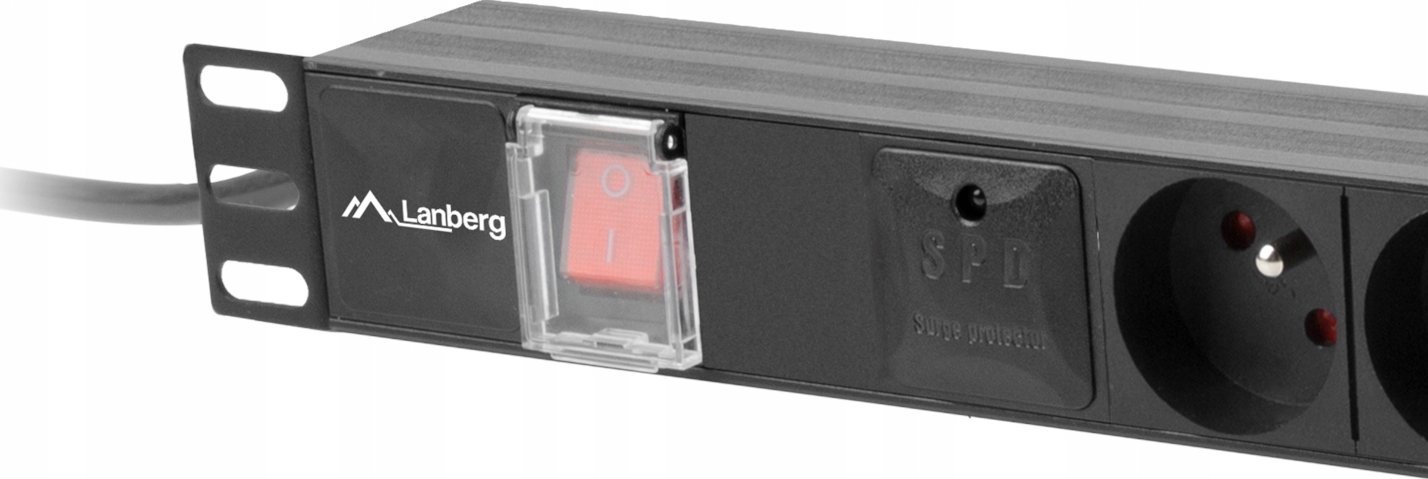 Енергетска лента за рек кабинет Lanberg PDU 19" 1U, 5x 230V, 16A, 2m, црна