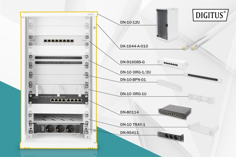 Rack free standing Digitus DN-10-SET-3, 12U, gri
