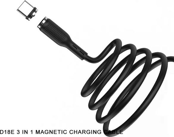 Kabllo USB Denmen 29367, USB A në USB C microUSB Lightning, 1 m, e zezë