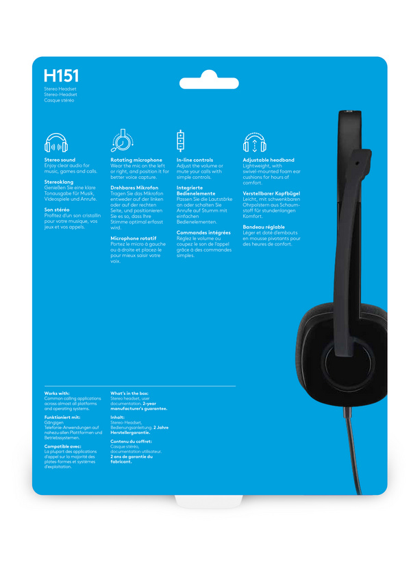 Kufje Logitech H151, me kabllo, të zeza