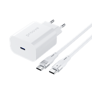 Karikues muri Proove Rapid, 30W, Type-C, me kabllo Type-C në Type-C, e bardhë