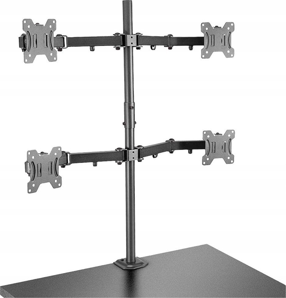 Mbajtëse tavoline për monitorë Lindy 40659, për 4 monitorë 17" 28", çelik, e zezë