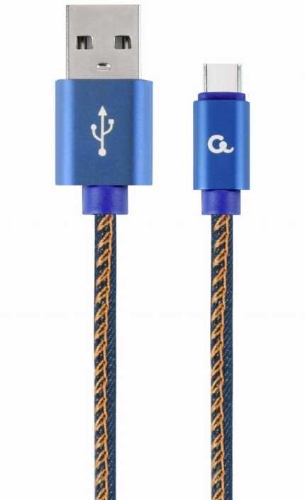 Gembird кабелCABLEXPERT USB-A - USB-C, M/M, PREMIUM QUALITY, плетенка, 1m, jeans