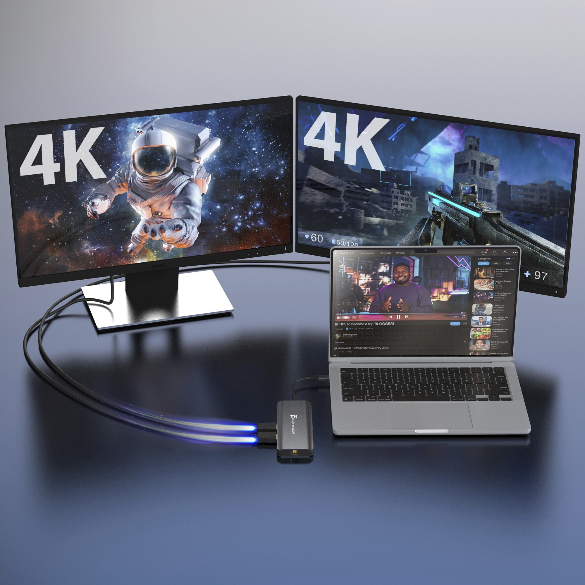 USB C док J5create JCD398, Dual HDMI 4K, 10Gbps, црн