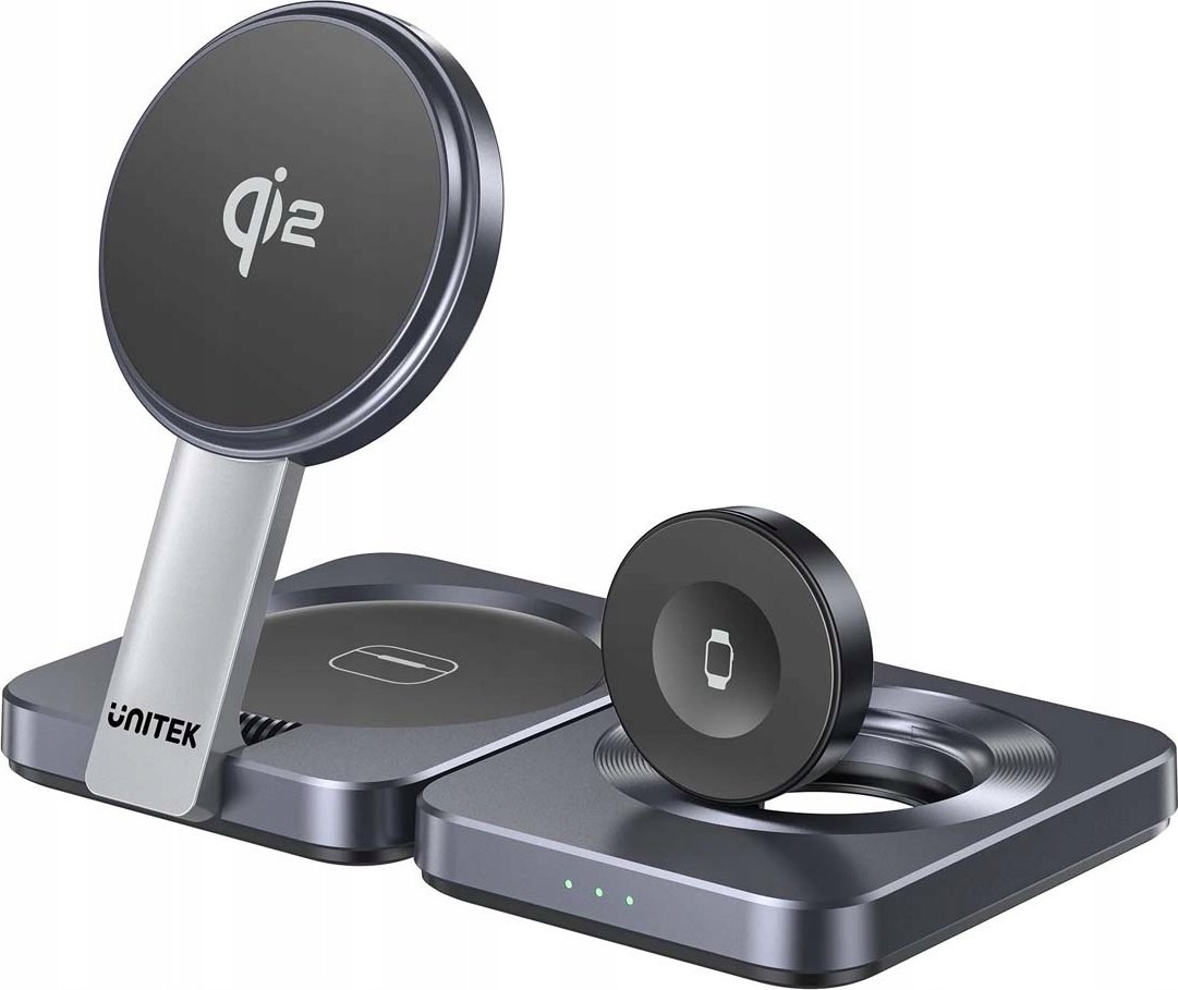 Karikues 3 në 1 UNITEK P1300AGY01, MagSafe Qi2, karikim i shpejtë, gri