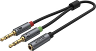 Kabllo Unitek- Jack 3.5mm x2 (Y-C957ABK),0.2m,e zezë