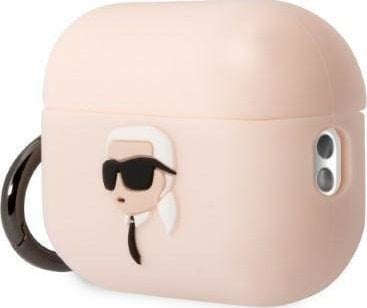 Mbulesë Karl Lagerfeld KLAP2RUNIKP për AirPods Pro 2, silikon, koleksioni Karl Head 3D, rozë