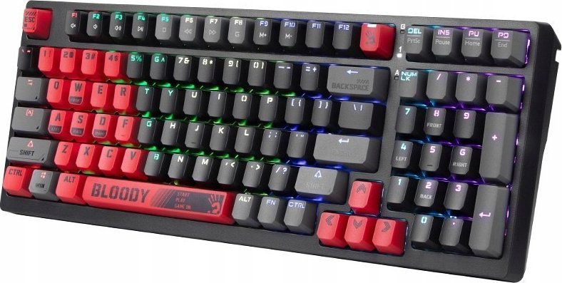 Tastierë mekanike A4Tech Bloody S98 Sport, RGB, me kabllo USB, e zezë me të kuqe
