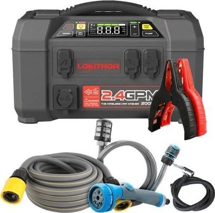 Jump starter Lokithor AW401, power bank 5 në 1, kompresor ajri, elektrik dore portokalli