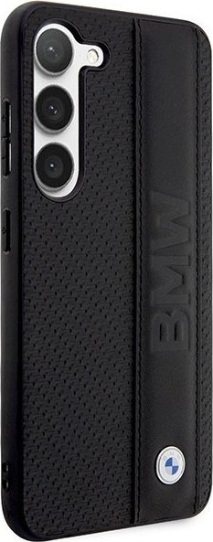 Mbulesë telefoni BMW BMHCS23M22RDPK, për Samsung Galaxy S23 Plus, hardcase, lëkurë teksturë me shirit, e zezë