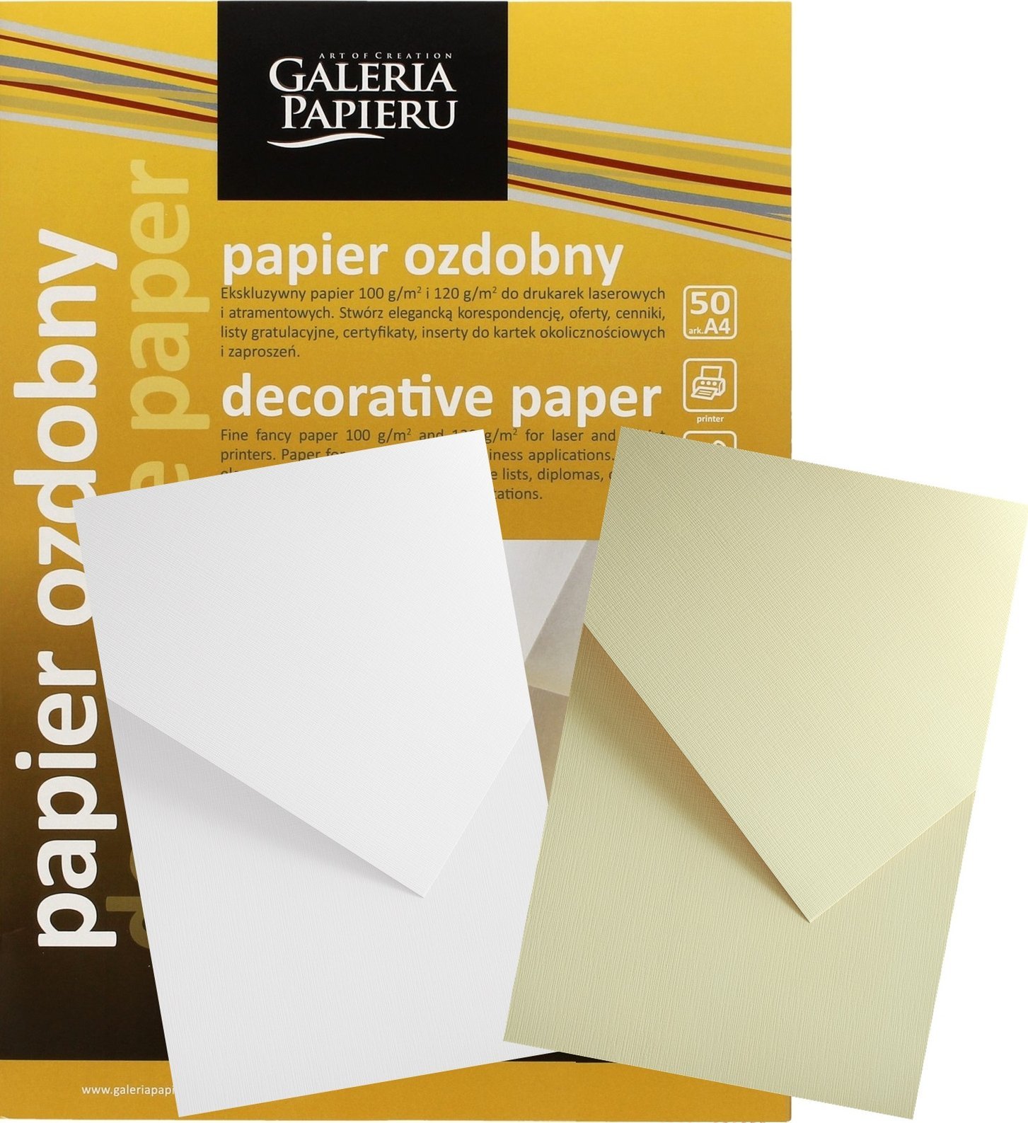 Letër dekorative Galeria Papieru A4, 120g, paketim 50 fletë, e bardhë