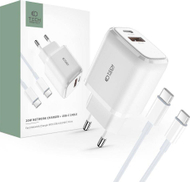 Karikues rrjeti Tech-Protect C35W, 2 porta USB-C PD 35W, me kabllo USB-C 1m, i bardhë