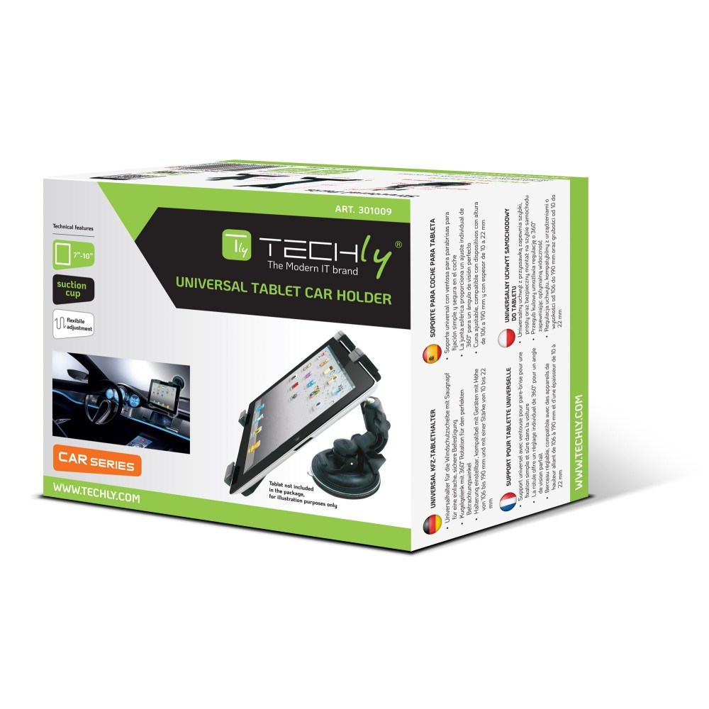 Mbajtëse veture për tablet Techly I-TABLET-VEN, 7-10.1", me kupë thithëse, e zezë