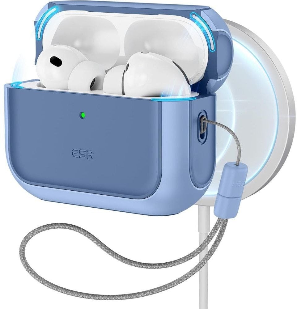 Kuti mbrojtëse ESR Orbit Hybrid HaloLock për Apple AirPods Pro 3, mbështjellëse MagSafe, Powder Blue