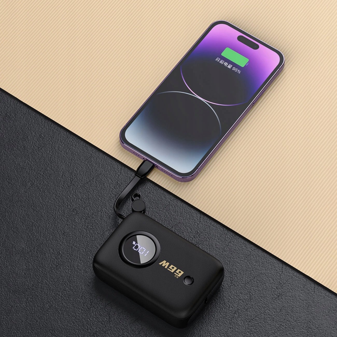 Power bank Dudao K14, 10000mAh, kabllo USB C dhe Lightning, i zi