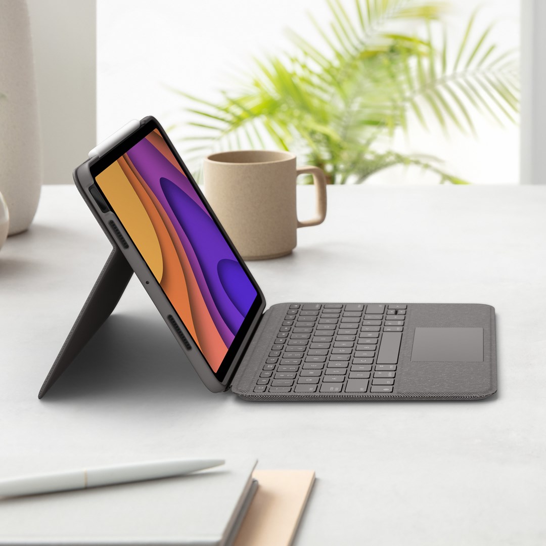 Подлога со тастатура за iPad Air (4-та и 5-та генерација) Logitech Folio Touch, сива