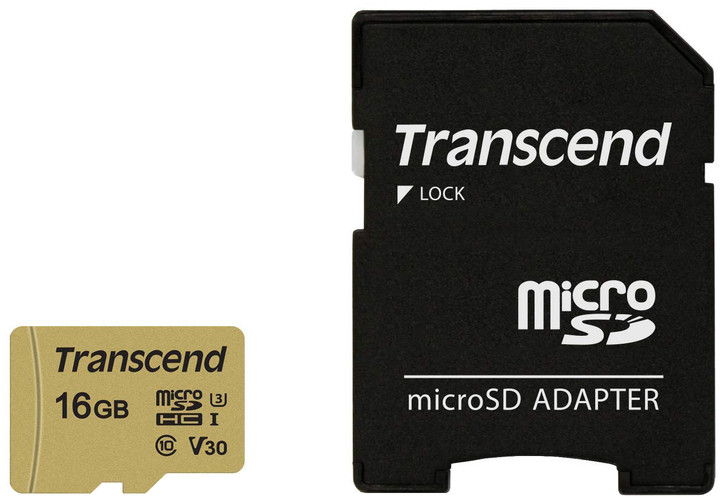 Kartë e memories Transcend Micro SDHC 500S, 16GB ,+ adapter SD           