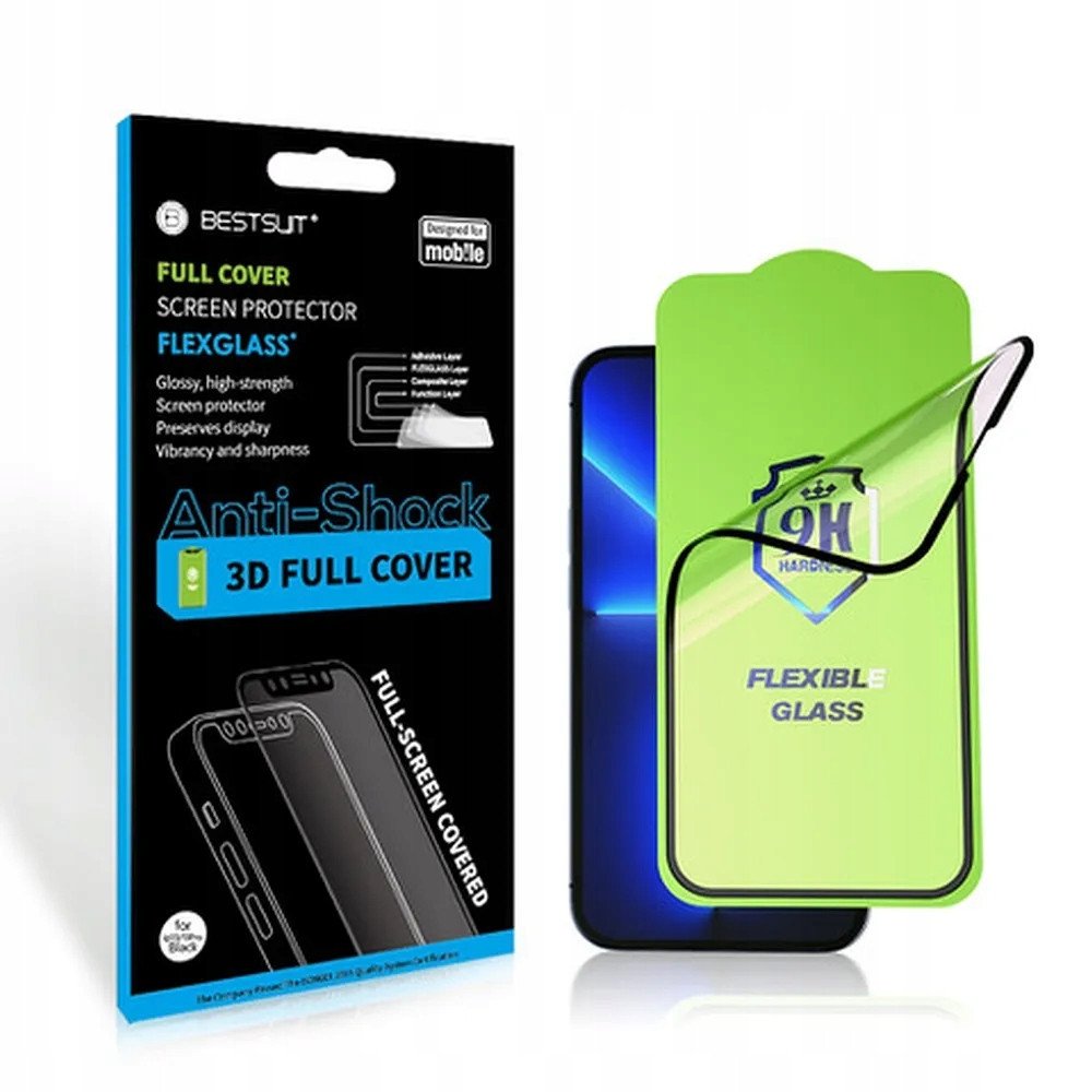 Mbrojtës ekrani Bestsuit Hybrid Glass 5D, për Xiaomi 14T Pro, ngjitje e plotë, i zi