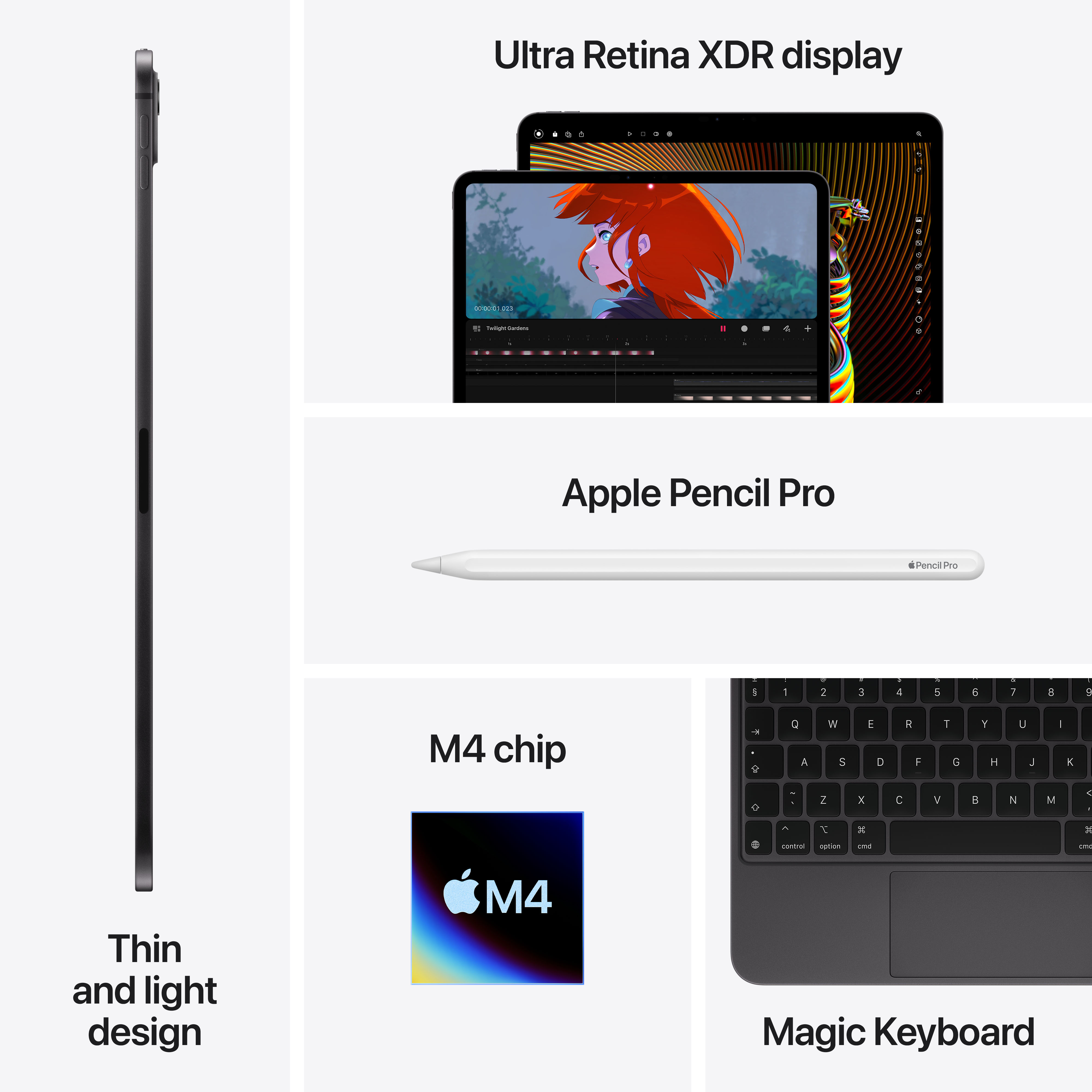 Apple iPad Pro (M4), 11", Cellular, 1TB, Nano-Texture Glass, Space Black