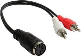Kabllo audio Alcasa AD-2CS5B, 0.2 m, 2x RCA në DIN 5-pin, e zezë