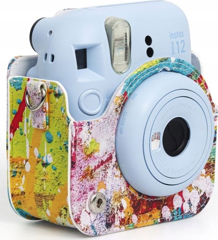 Këllëf kamerë LoveInstant për Fujifilm Instax Mini 12, lëkurë eko, me rrip, me pika shumëngjyrëshe