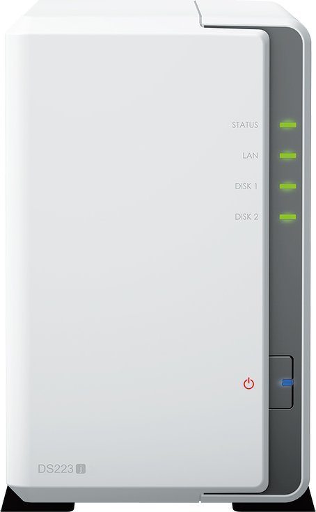 Server NAS Synology DiskStation DS223j, 2 fole HDD, Gigabit LAN, i bardhë