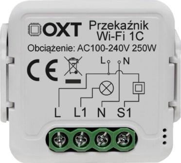 Rele inteligjente WiFi Tuya OXT T221, një kanal, kontroll përmes aplikacionit, e bardhë