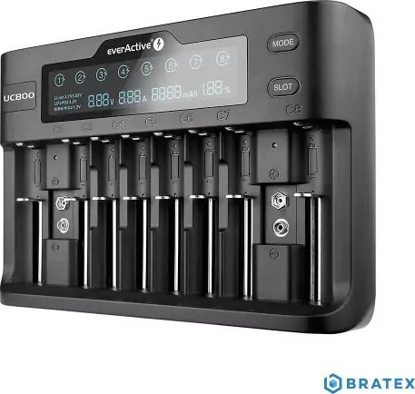 Универзален полнач EverActive UC-800, 10 канали, ЛЦД екран, црн