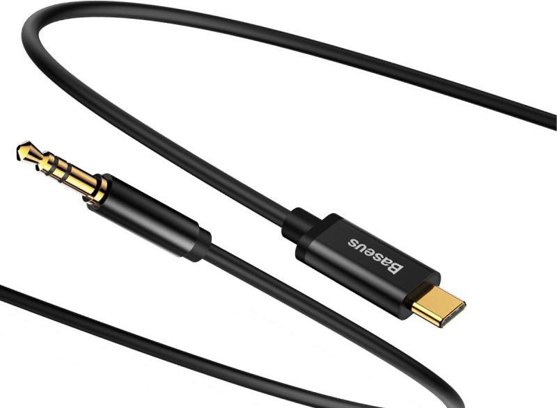 Kabllo audio Baseus USB C në 3.5 mm, 1.2 m, i zi