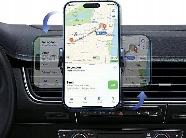Mbajtëse telefoni për veturë Usams Rotating Holder ZJ77ZJ01, për grilë ajri, rrotulluese, e zezë