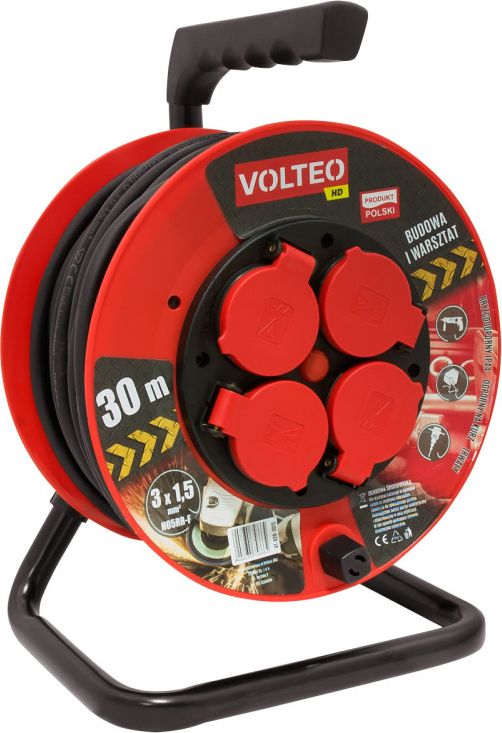 Rrotull me kabllo zgjatëse Volteo Heavy Duty, 30 m, e zezë