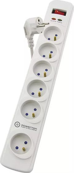 Zgjatues elektrik Powerton, 6 priza, kabllo 3 m, i bardhë