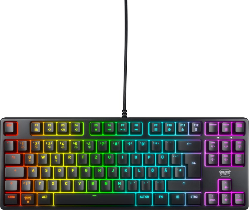 Tastierë mekanike CHERRY K4V2 RGB, tenkeyless, gjermane, e zezë
