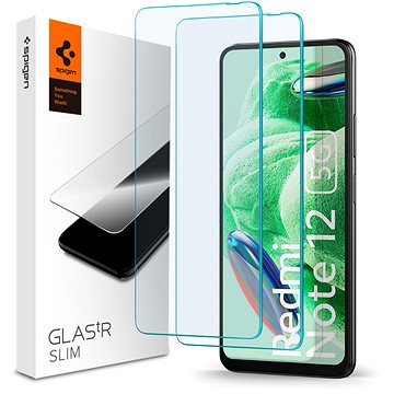 Xham mbrojtës Spigen Glas TR Slim për Xiaomi Redmi Note 12 5G POCO X5 5G, set 2 copë, transparent